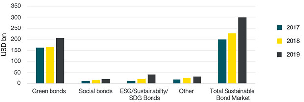 Figure 2: Sustainable Bonds: Market Forecast 2019. Source: CBI, DZ Bank (2019)