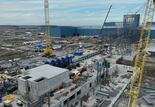 Construction at U. S. Steel’s Big River 2 facility in Osceola, Arkansas.