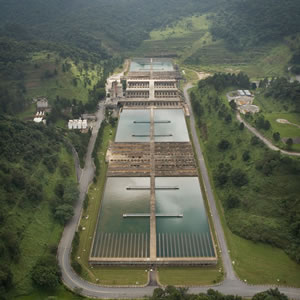 A water purification plant in the Cantareira system which provides 50% of Sao Paulo's drinking water. But is it green? PHOTO CREDIT: ©Scott Warren