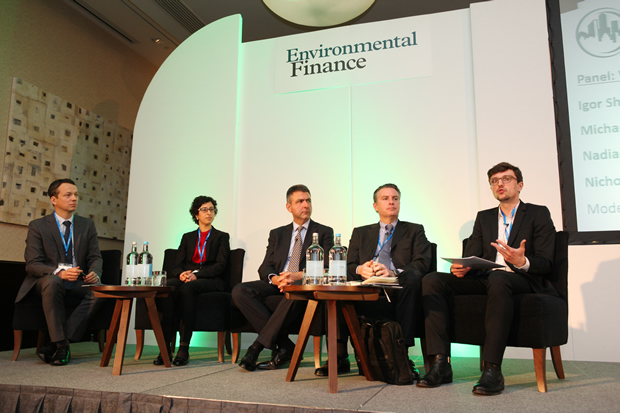 L - R: Tanguy Claquin, Credit Agricole CIB; Nadia Taobane, MASEN; Michael Wilkins, S&P Ratings Services; Nicholas Pfaff, ICMA; Igor Shishlov, Institute for Climate Economics