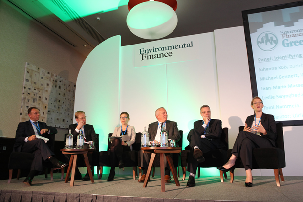 L - R: Ulrik Ross, HSBC; Tomi Nummela, Principles for Responsible Investment; Leslie Swynghedauw, MSCI; Jean-Marie Masse, IFC; Michael Bennett, World Bank; Johanna Köb, Zurich Insurance