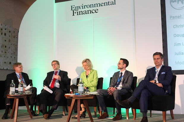 L - R: Peter Ellsworth, Ceres; Christopher Wigley, Mirova; Julia Haake, oekom research; Douglas Farquhar, DNV GL; Jim Long, Greentech Capital Advisors