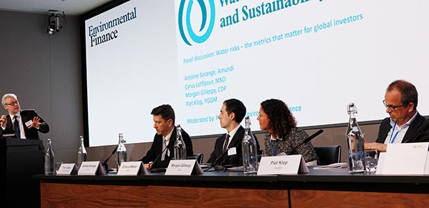 L - R: Peter Cripps, Environmental Finance; Antoine Sorange, Amundi; Cyrus Lotfipour, MSCI; Morgan Gillespy, CDP; Piet Klop, PGGM