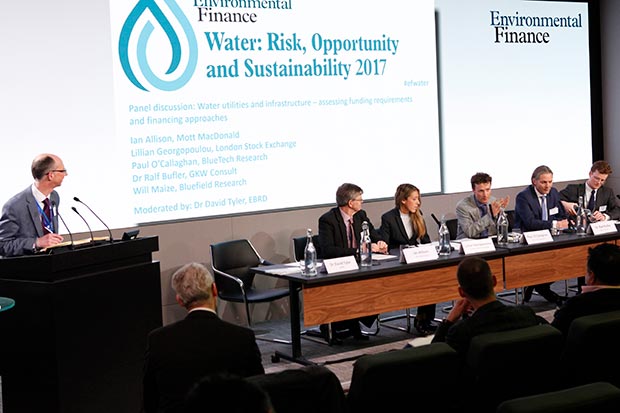 L - R: David Tyler, EBRD; Ian Allison, Mott MacDonald; Lillian Georgopoulou, London Stock Exchange; Paul O'Callaghan, BlueTech Research; Dr. Ralf Butler, GKW Consult; Will Maize, Bluefield Research